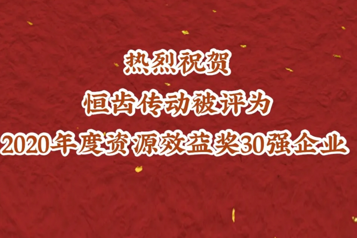 喜訊|熱烈祝賀恒齒傳動(dòng)連續(xù)三年被評為資源效益獎(jiǎng)30強(qiáng)